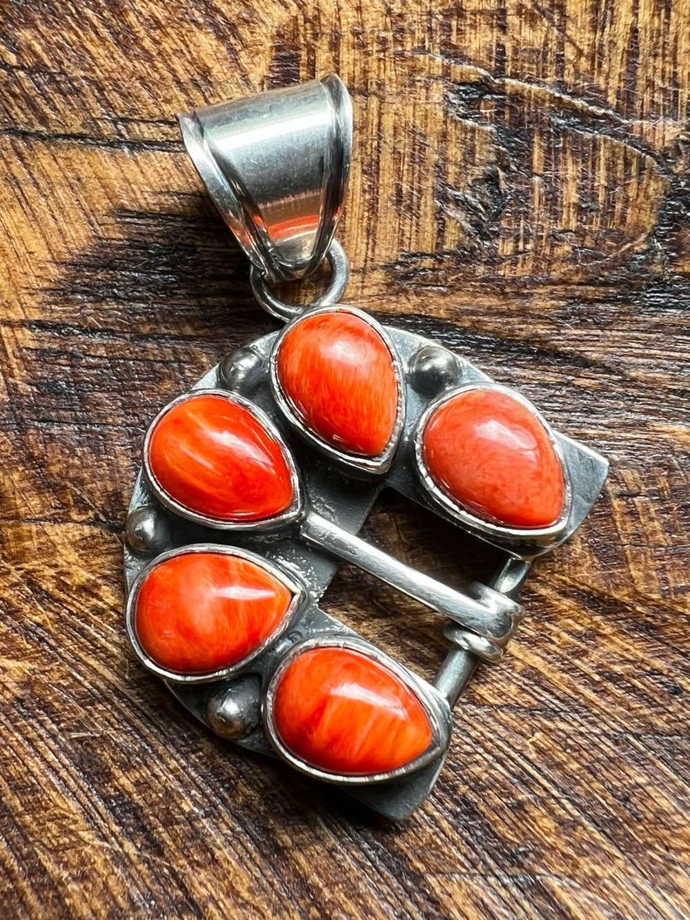 Spiny Oyster Belt Buckle Pendant Sterling Silver  Southwestern